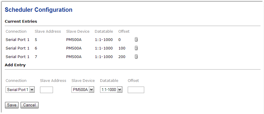 Scheduler Configuration page