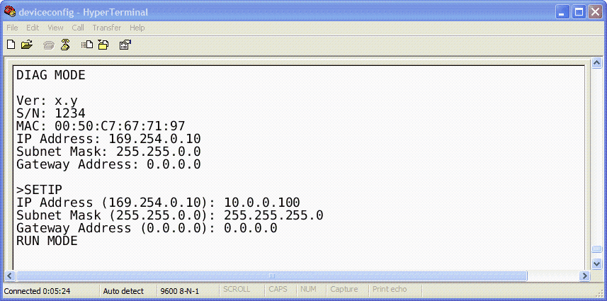 Diagnostic mode