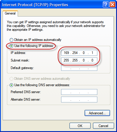 Internet protocol (TCP/IP) properties dialog